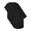 6-Pack Zwarte Crew Curve-Hem T-shirts
