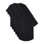 6-Pack Zwarte Crew Curve-Hem T-shirts