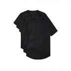 3-Pack Zwarte Crew Curve-Hem T-shirts