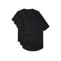 3-Pack Zwarte Crew Curve-Hem T-shirts