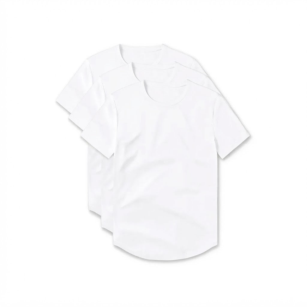 3-Pack Witte Crew Curve-Hem T-shirts