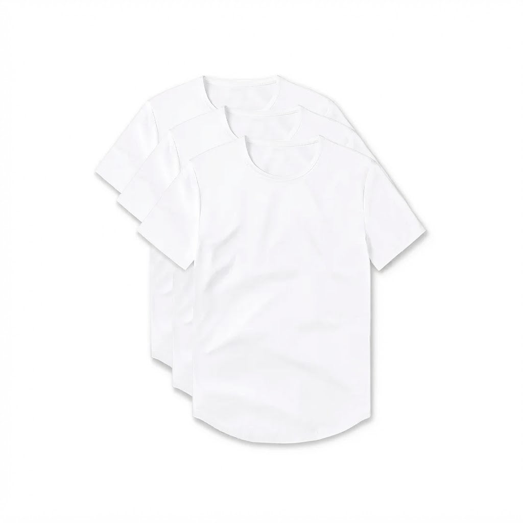 3-Pack Witte Crew Curve-Hem T-shirts